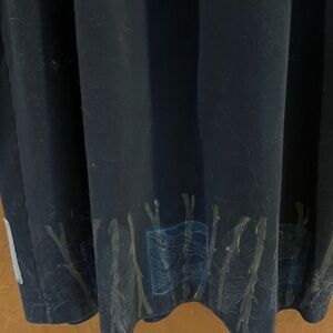 Blue Fish Elegant Black Maxi Dress, designs along hem